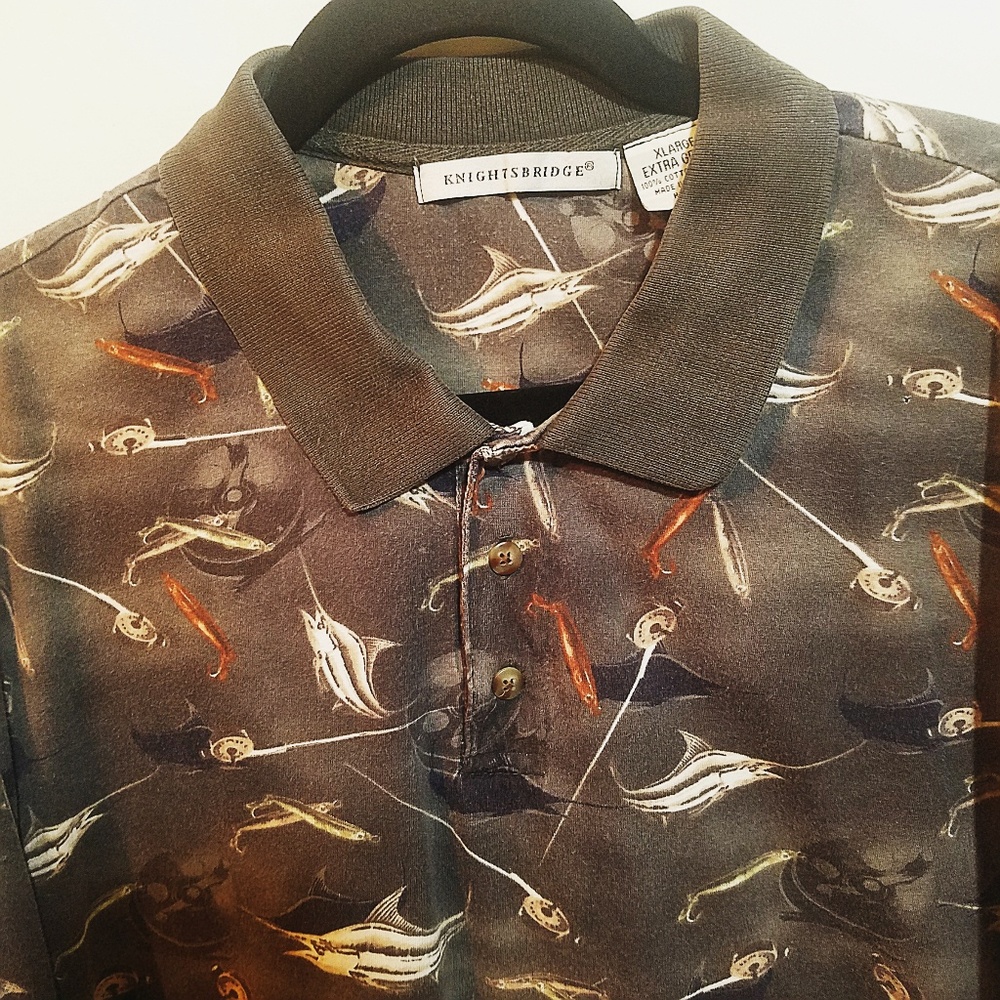 Knightsbridge Mens XL Fish Pole Lure Shirt